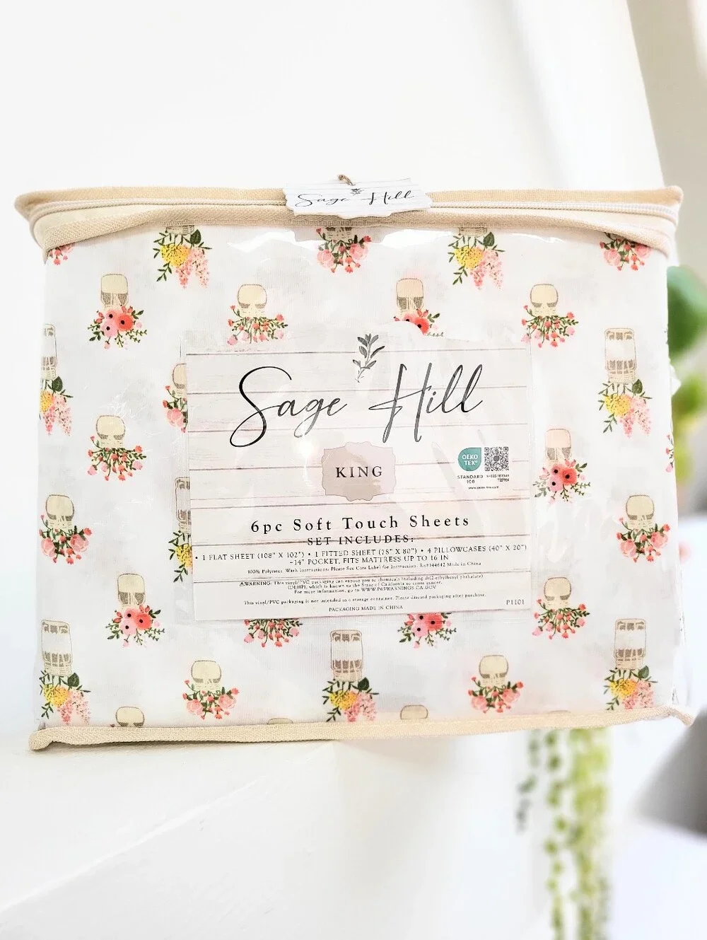 KING Sheet Set Country Cottage Farmhouse Vintage Core Sage Hill 6 Piece Set